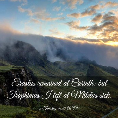 Picture 03 - 2 Timothy 4:20 ASV - Erastus remained at Corinth: but Trophimus I left - Bible Verse Picture