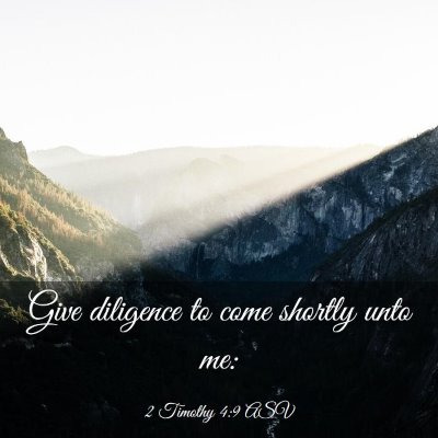 Picture 03 - 2 Timothy 4:9 ASV - Give diligence to come shortly unto - Bible Verse Picture
