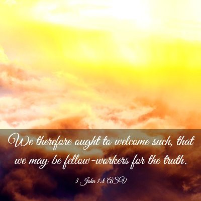 Picture 03 - 3 John 1:8 ASV - We therefore ought to welcome such, that we may - Bible Verse Picture
