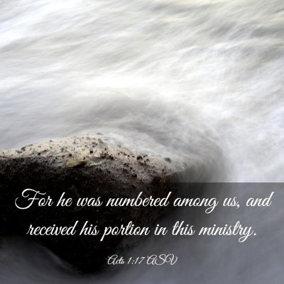 Picture 03 - Acts 1:17 ASV - For he was numbered among us, and received his - Bible Verse Picture