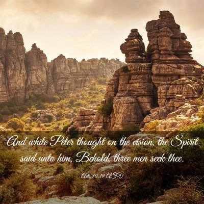 Picture 03 - Acts 10:19 ASV - And while Peter thought on the vision, the Spirit - Bible Verse Picture