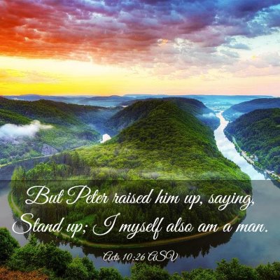 Picture 03 - Acts 10:26 ASV - But Peter raised him up, saying, Stand up; I - Bible Verse Picture