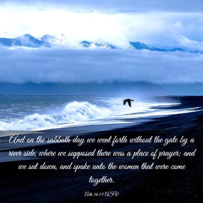 Picture 03 - Acts 16:13 ASV - And on the sabbath day we went forth without the - Bible Verse Picture