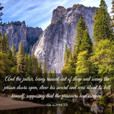 Picture 03 - Acts 16:27 ASV - And the jailor, being roused out of sleep and - Bible Verse Picture