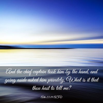 Picture 03 - Acts 23:19 ASV - And the chief captain took him by the hand, and - Bible Verse Picture