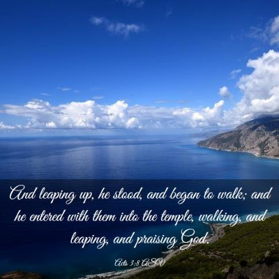 Picture 03 - Acts 3:8 ASV - And leaping up, he stood, and began to walk; and - Bible Verse Picture