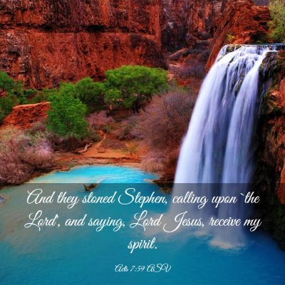 Picture 03 - Acts 7:59 ASV - And they stoned Stephen, calling upon `the Lord', - Bible Verse Picture
