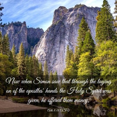 Picture 03 - Acts 8:18 ASV - Now when Simon saw that through the laying on of - Bible Verse Picture
