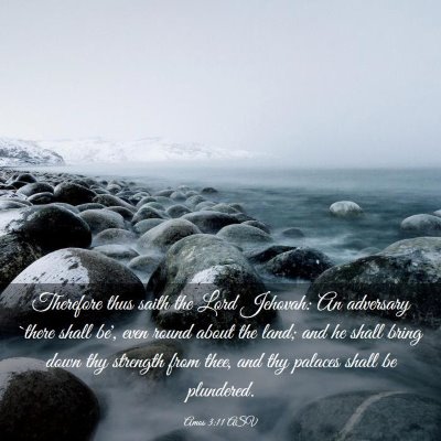 Picture 03 - Amos 3:11 ASV - Therefore thus saith the Lord Jehovah: An - Bible Verse Picture