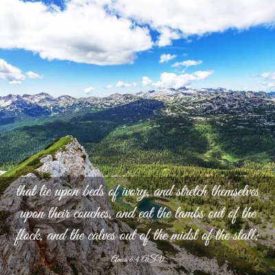 Picture 03 - Amos 6:4 ASV - that lie upon beds of ivory, and stretch - Bible Verse Picture