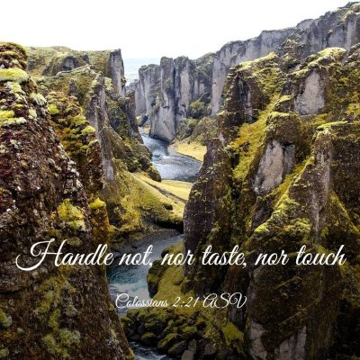 Picture 03 - Colossians 2:21 ASV - Handle not, nor taste, nor - Bible Verse Picture