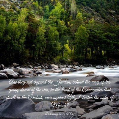 Picture 03 - Deuteronomy 11:30 ASV - Are they not beyond the Jordan, behind the way of - Bible Verse Picture