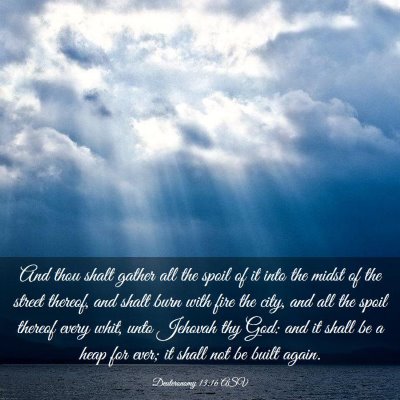 Picture 03 - Deuteronomy 13:16 ASV - And thou shalt gather all the spoil of it into - Bible Verse Picture