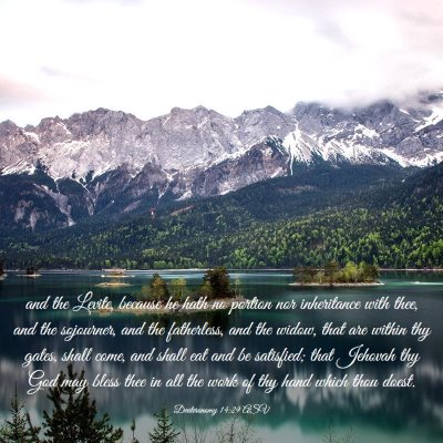 Picture 03 - Deuteronomy 14:29 ASV - and the Levite, because he hath no portion nor - Bible Verse Picture