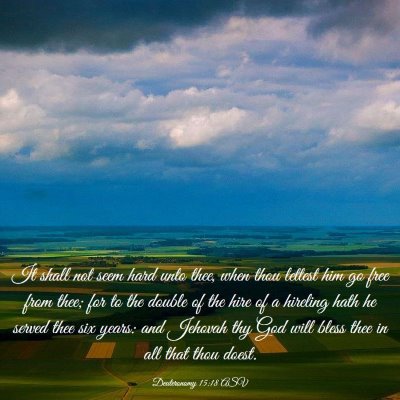 Picture 03 - Deuteronomy 15:18 ASV - It shall not seem hard unto thee, when thou - Bible Verse Picture