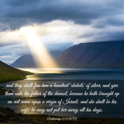Picture 03 - Deuteronomy 22:19 ASV - and they shall fine him a hundred `shekels' of - Bible Verse Picture