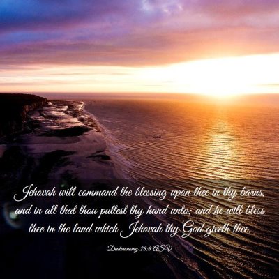 Picture 03 - Deuteronomy 28:8 ASV - Jehovah will command the blessing upon thee in - Bible Verse Picture