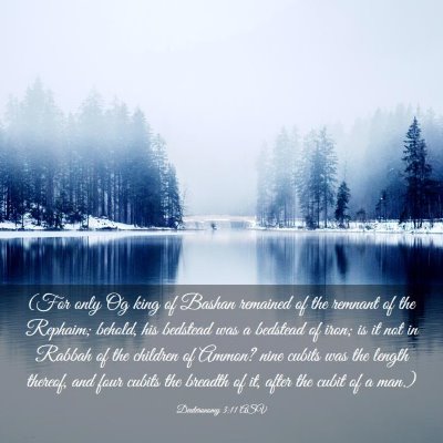 Picture 03 - Deuteronomy 3:11 ASV - (For only Og king of Bashan remained of the - Bible Verse Picture