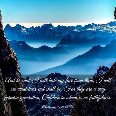 Picture 03 - Deuteronomy 32:20 ASV - And he said, I will hide my face from them, I - Bible Verse Picture