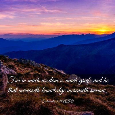 Picture 03 - Ecclesiastes 1:18 ASV - For in much wisdom is much grief; and he that - Bible Verse Picture