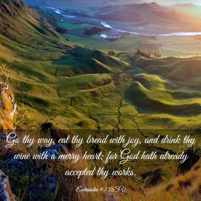 Picture 03 - Ecclesiastes 9:7 ASV - Go thy way, eat thy bread with joy, and drink thy - Bible Verse Picture