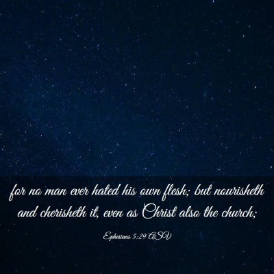 Picture 03 - Ephesians 5:29 ASV - for no man ever hated his own flesh; but - Bible Verse Picture