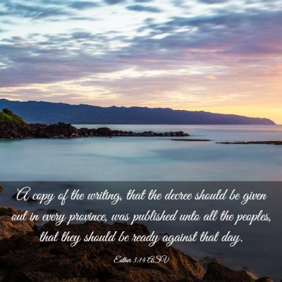 Picture 03 - Esther 3:14 ASV - A copy of the writing, that the decree should be - Bible Verse Picture