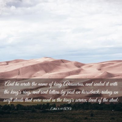 Picture 03 - Esther 8:10 ASV - And he wrote the name of king Ahasuerus, and - Bible Verse Picture