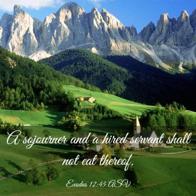 Picture 03 - Exodus 12:45 ASV - A sojourner and a hired servant shall not eat - Bible Verse Picture