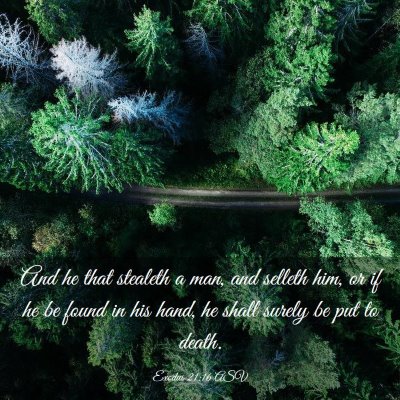 Picture 03 - Exodus 21:16 ASV - And he that stealeth a man, and selleth him, or - Bible Verse Picture