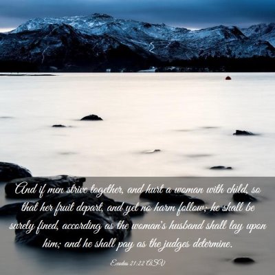 Picture 03 - Exodus 21:22 ASV - And if men strive together, and hurt a woman with - Bible Verse Picture