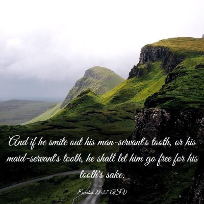 Picture 03 - Exodus 21:27 ASV - And if he smite out his man-servant's tooth, or - Bible Verse Picture