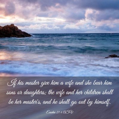 Picture 03 - Exodus 21:4 ASV - If his master give him a wife and she bear him - Bible Verse Picture