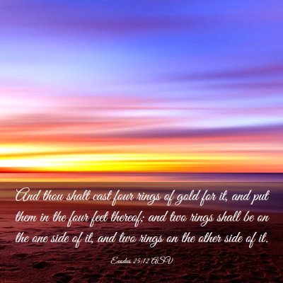 Picture 03 - Exodus 25:12 ASV - And thou shalt cast four rings of gold for it, - Bible Verse Picture