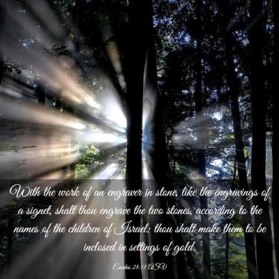 Picture 03 - Exodus 28:11 ASV - With the work of an engraver in stone, like the - Bible Verse Picture
