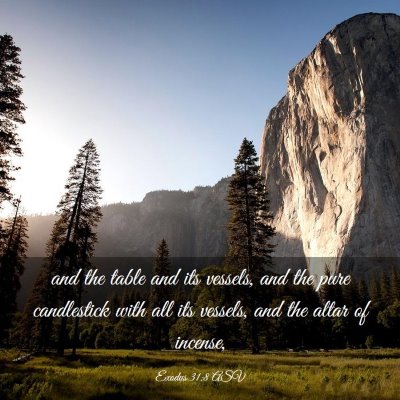Picture 03 - Exodus 31:8 ASV - and the table and its vessels, and the pure - Bible Verse Picture