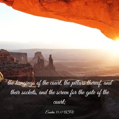 Picture 03 - Exodus 35:17 ASV - the hangings of the court, the pillars thereof, - Bible Verse Picture