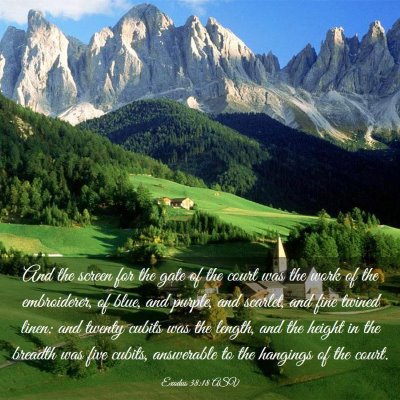 Picture 03 - Exodus 38:18 ASV - And the screen for the gate of the court was the - Bible Verse Picture