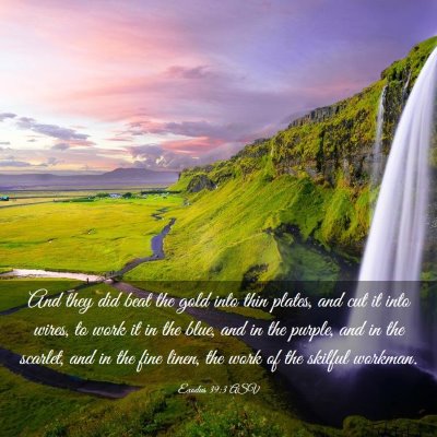 Picture 03 - Exodus 39:3 ASV - And they did beat the gold into thin plates, and - Bible Verse Picture