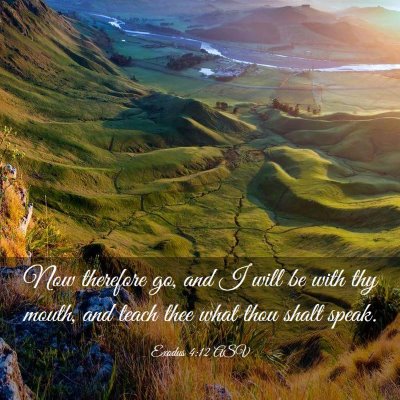 Picture 03 - Exodus 4:12 ASV - Now therefore go, and I will be with thy mouth, - Bible Verse Picture