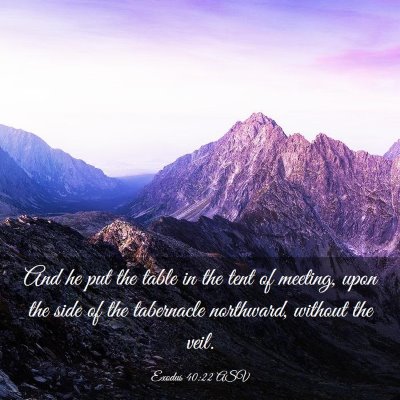 Picture 03 - Exodus 40:22 ASV - And he put the table in the tent of meeting, upon - Bible Verse Picture