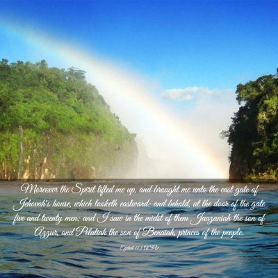 Picture 03 - Ezekiel 11:1 ASV - Moreover the Spirit lifted me up, and brought me - Bible Verse Picture
