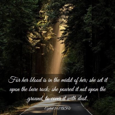 Picture 03 - Ezekiel 24:7 ASV - For her blood is in the midst of her; she set it - Bible Verse Picture