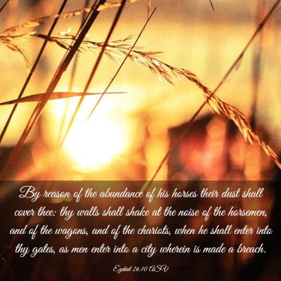 Picture 03 - Ezekiel 26:10 ASV - By reason of the abundance of his horses their - Bible Verse Picture