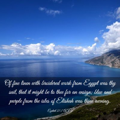 Picture 03 - Ezekiel 27:7 ASV - Of fine linen with broidered work from Egypt was - Bible Verse Picture
