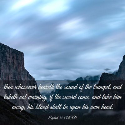 Picture 03 - Ezekiel 33:4 ASV - then whosoever heareth the sound of the trumpet, - Bible Verse Picture