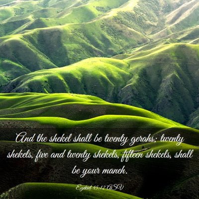 Picture 03 - Ezekiel 45:12 ASV - And the shekel shall be twenty gerahs; twenty - Bible Verse Picture