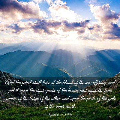 Picture 03 - Ezekiel 45:19 ASV - And the priest shall take of the blood of the - Bible Verse Picture