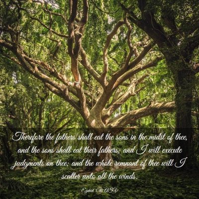 Picture 03 - Ezekiel 5:10 ASV - Therefore the fathers shall eat the sons in the - Bible Verse Picture