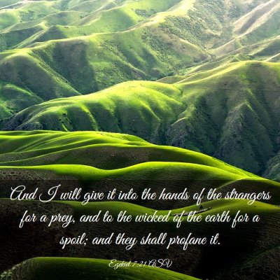 Picture 03 - Ezekiel 7:21 ASV - And I will give it into the hands of the - Bible Verse Picture